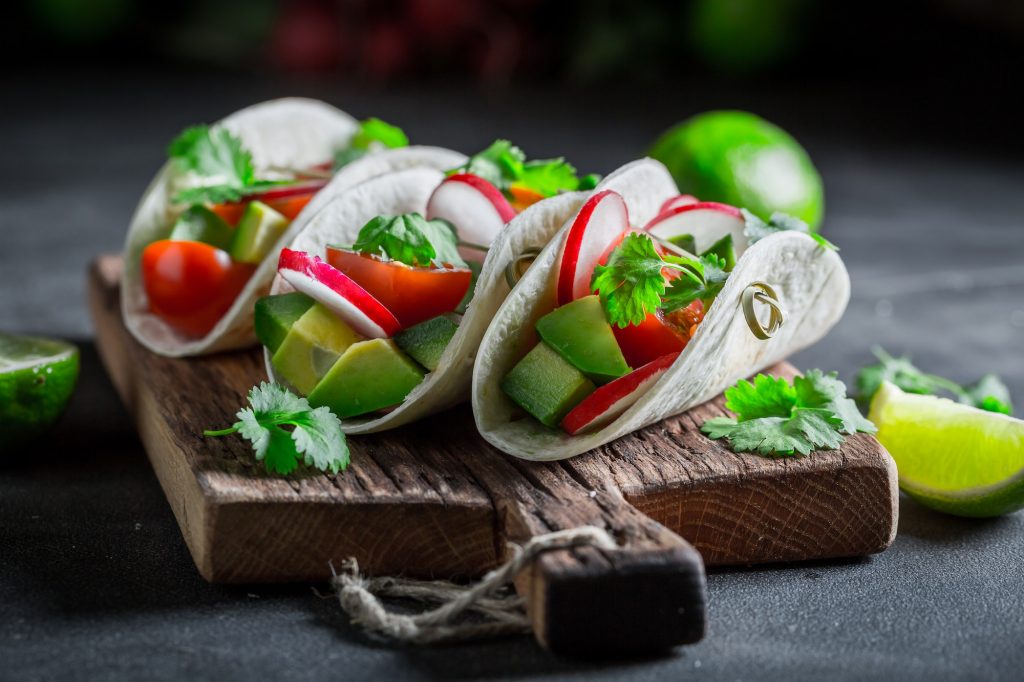 Healthy tacos as a snack for a party